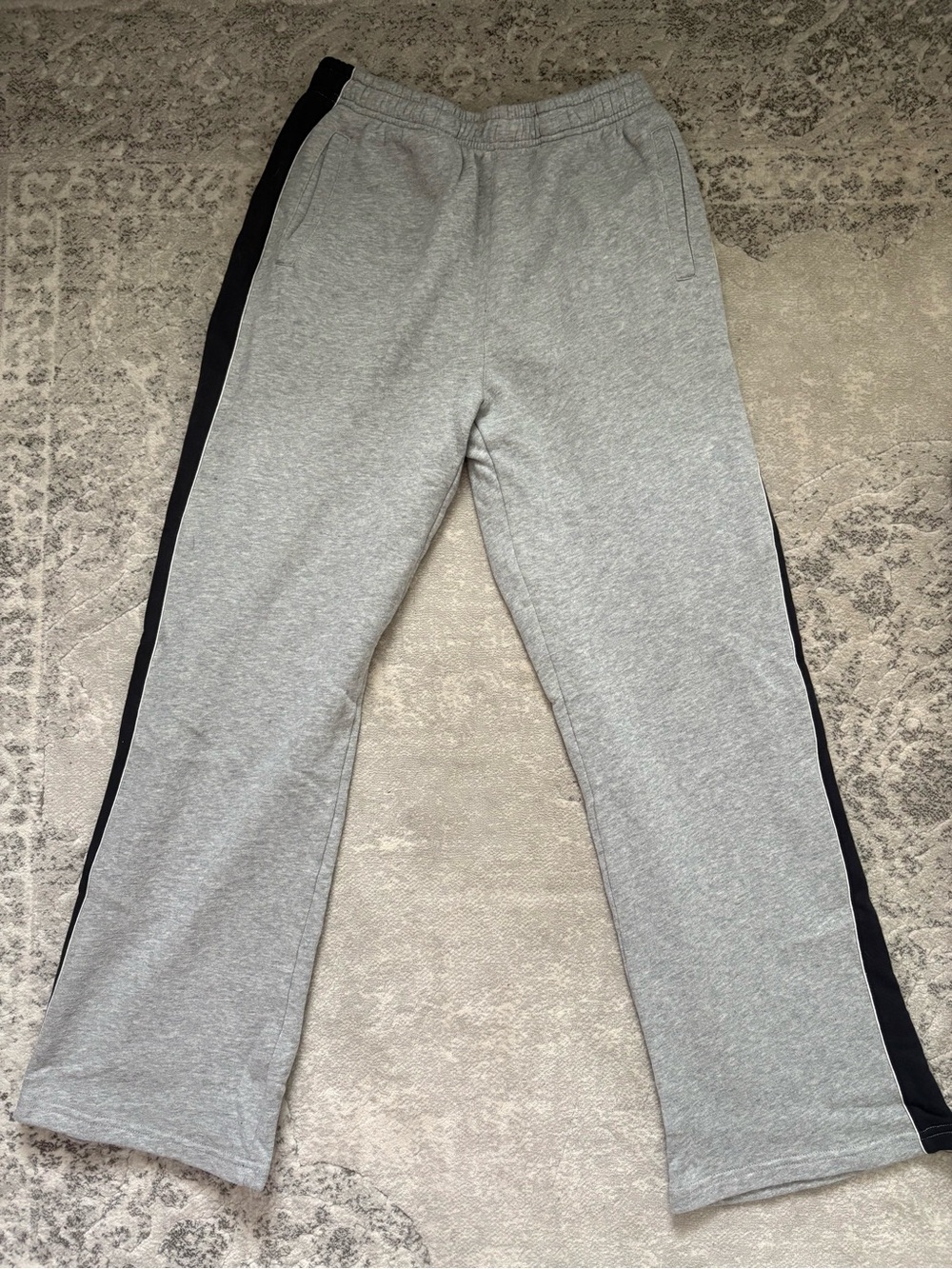 Brandy Melville Gray Straight Leg Pants with Black Side Stripe